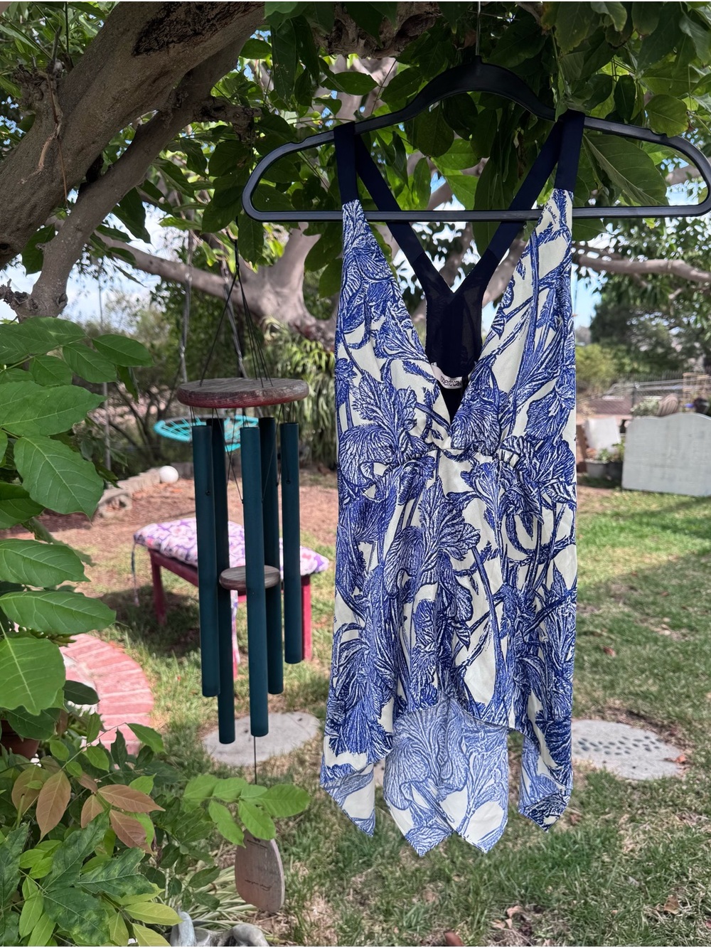 Roberto Cavalli Silk Blue and White Floral Tank Top